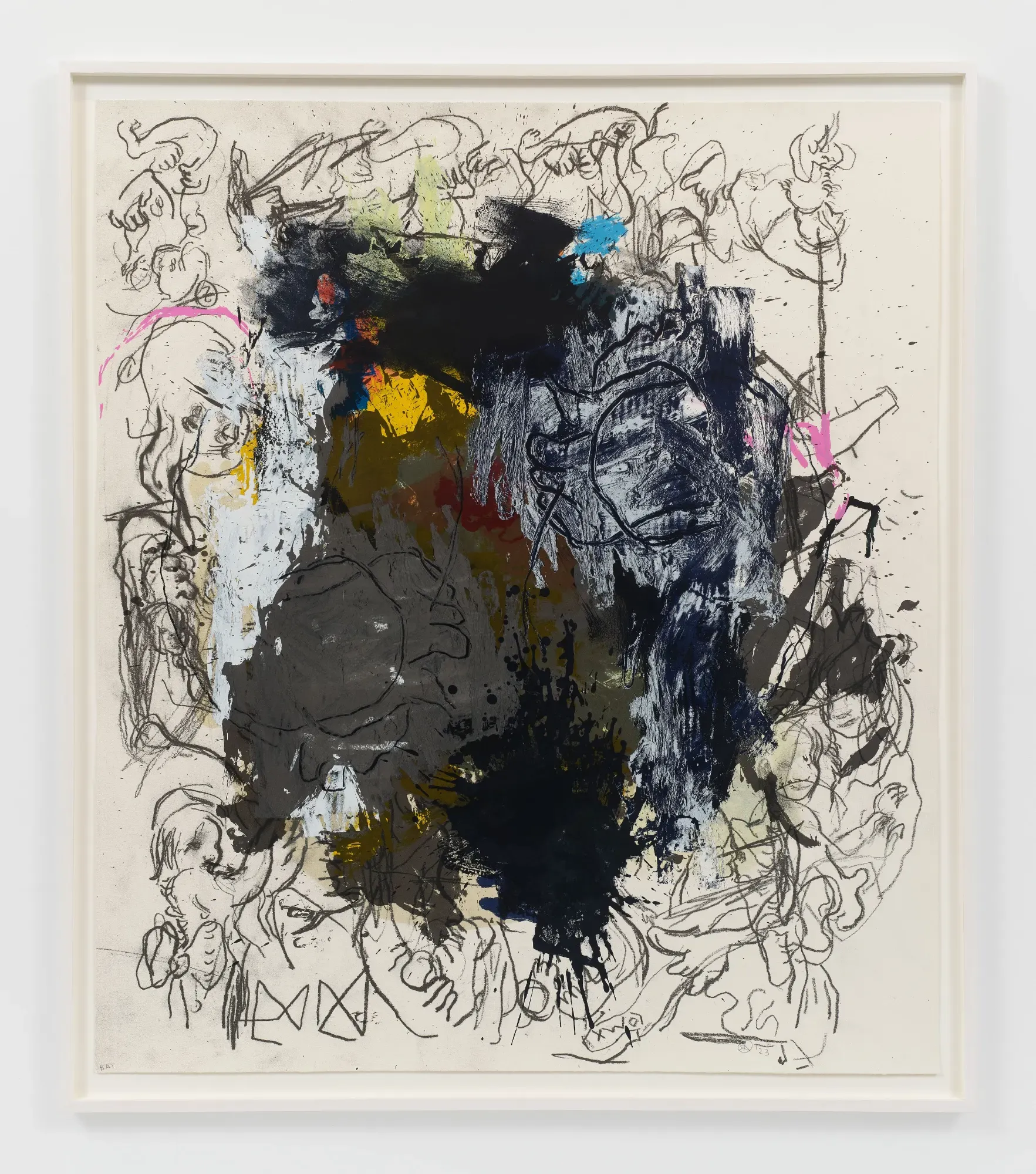 RITA ACKERMANN 33 Takes  2023 33-color screenprint on Saunders Waterford watercolor paper 425gsm Ed. 3/15 + 5 AP 141 x 121.9 cm / 55 1/2 x 48 in 150.5 x 130.2 x 4.4 cm / 59 1/4 x 51 1/4 x 1 3/4 in (framed) © Rita Ackermann
