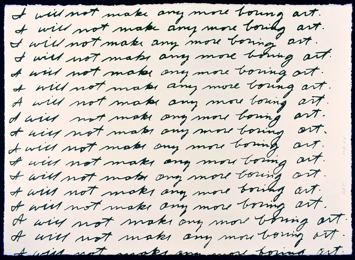 Not Baldessari (I will not make any more boring art, 1971) by Mike Bidlo