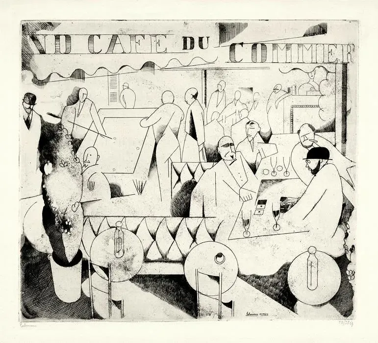 Le Cafe du Commerce by Jean-Emile Laboureur