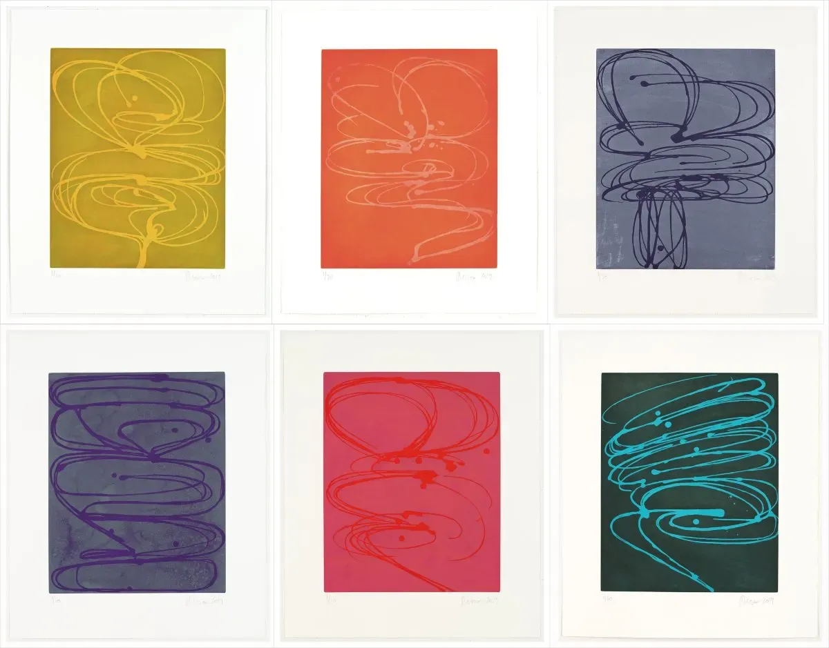 “Chroma Six” (suite of six aquatints) by Jill Moser