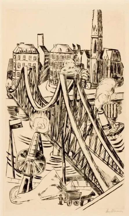 GROSSE BRÜCKE (DER EISERNE STEG IN FRANKFURT AM MAIN) by Max Beckmann