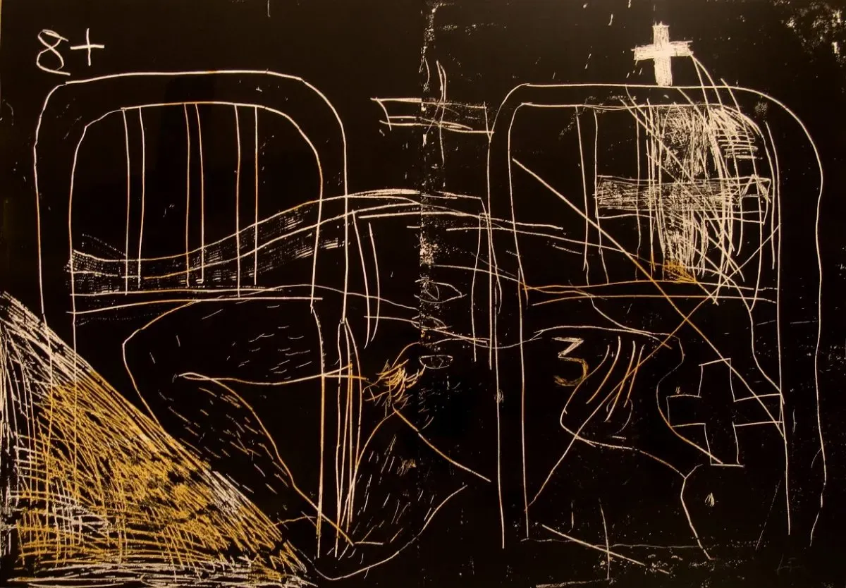 Taca de vernís sobre negre by Antoni Tàpies