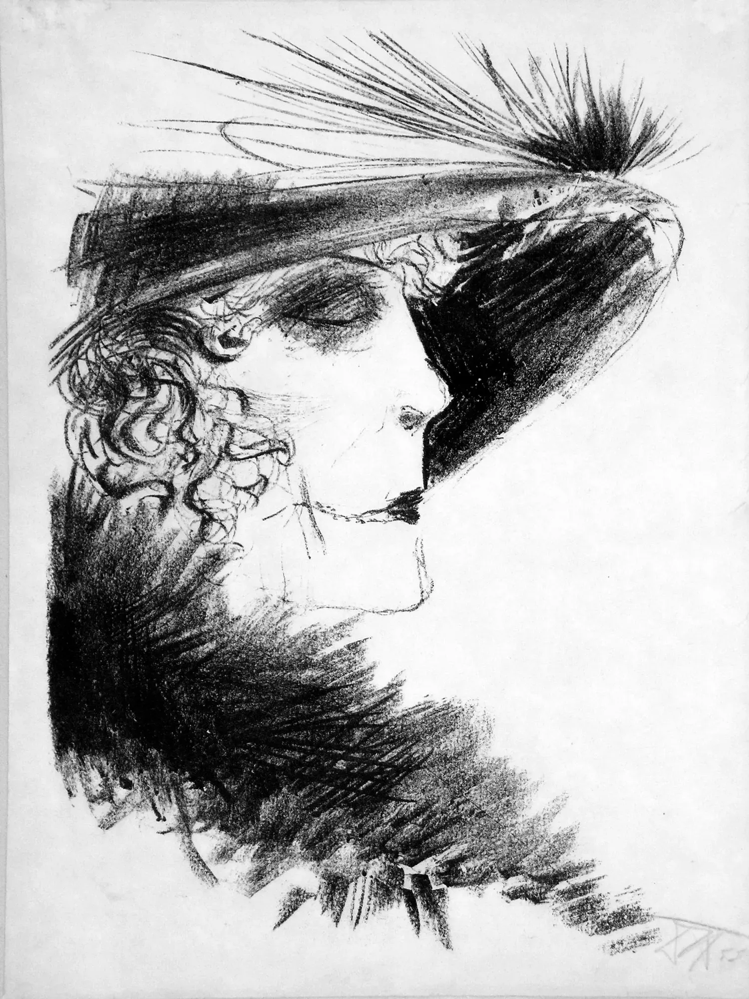 Lady with Egret Feathers by Otto Dix