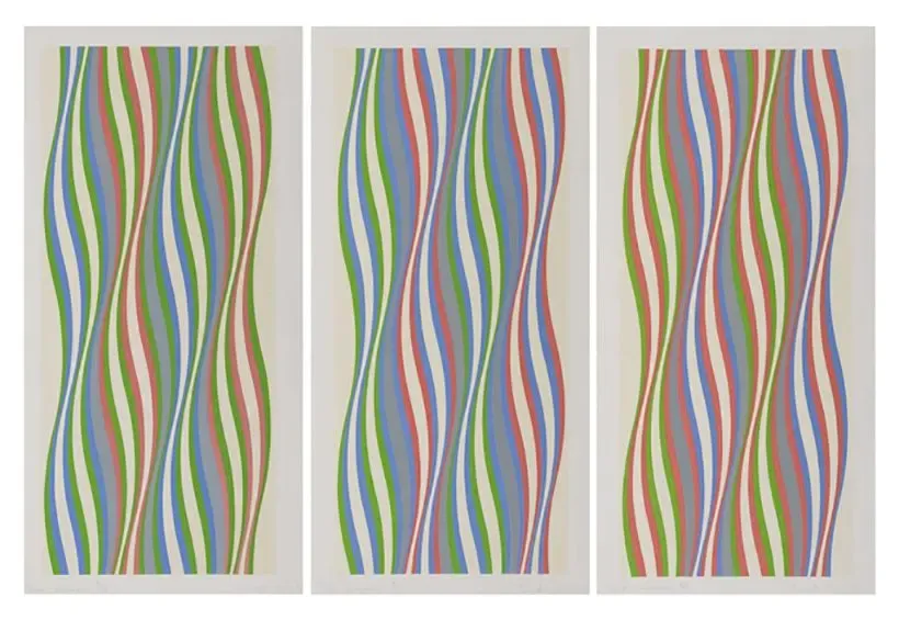 Green, Blue, and Red Dominance by Bridget Riley