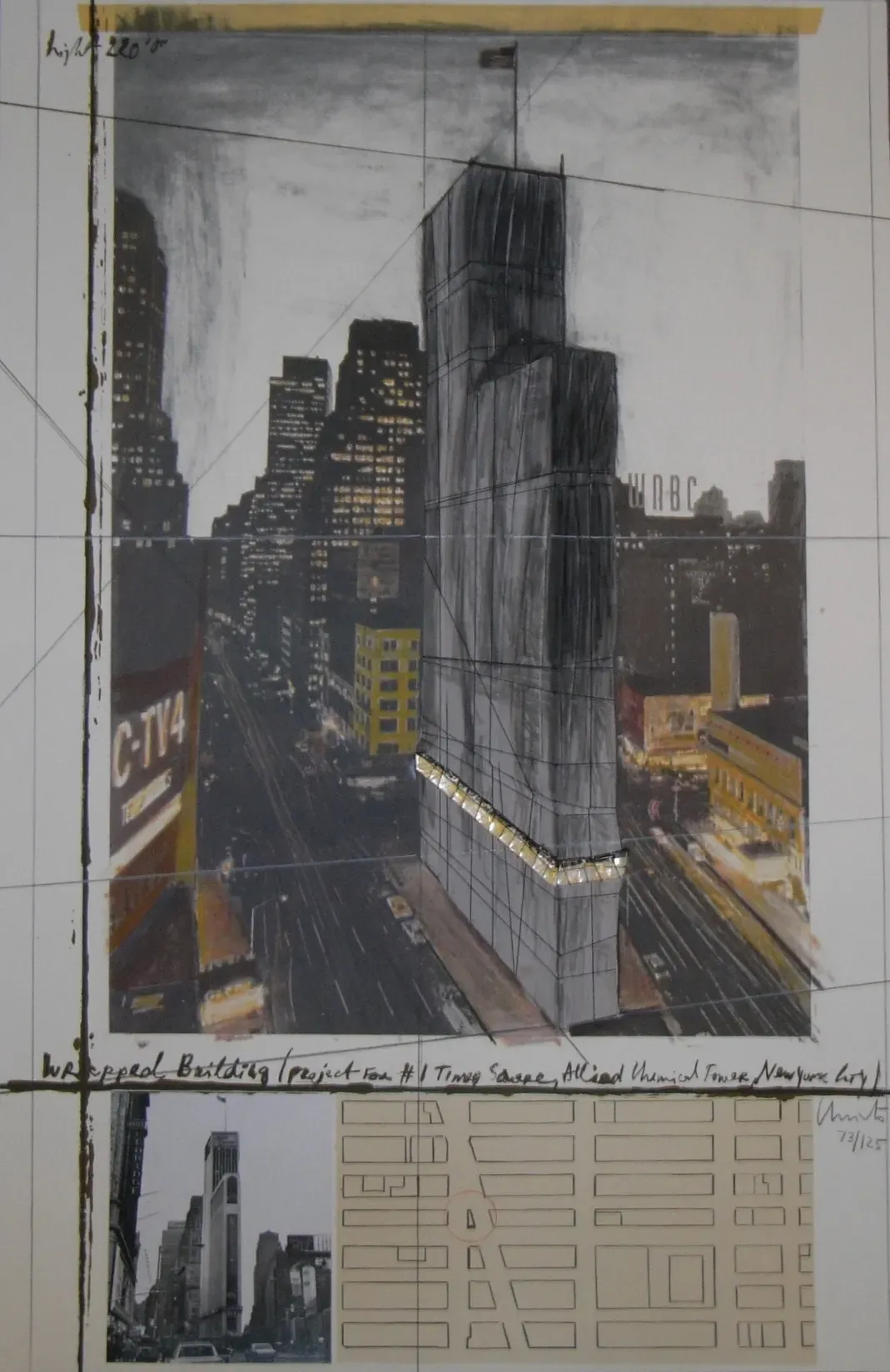 Wrapped Building, Project for 1 Times Square, Allied Chemical Tower, New York by Christo and Jeanne-Claude