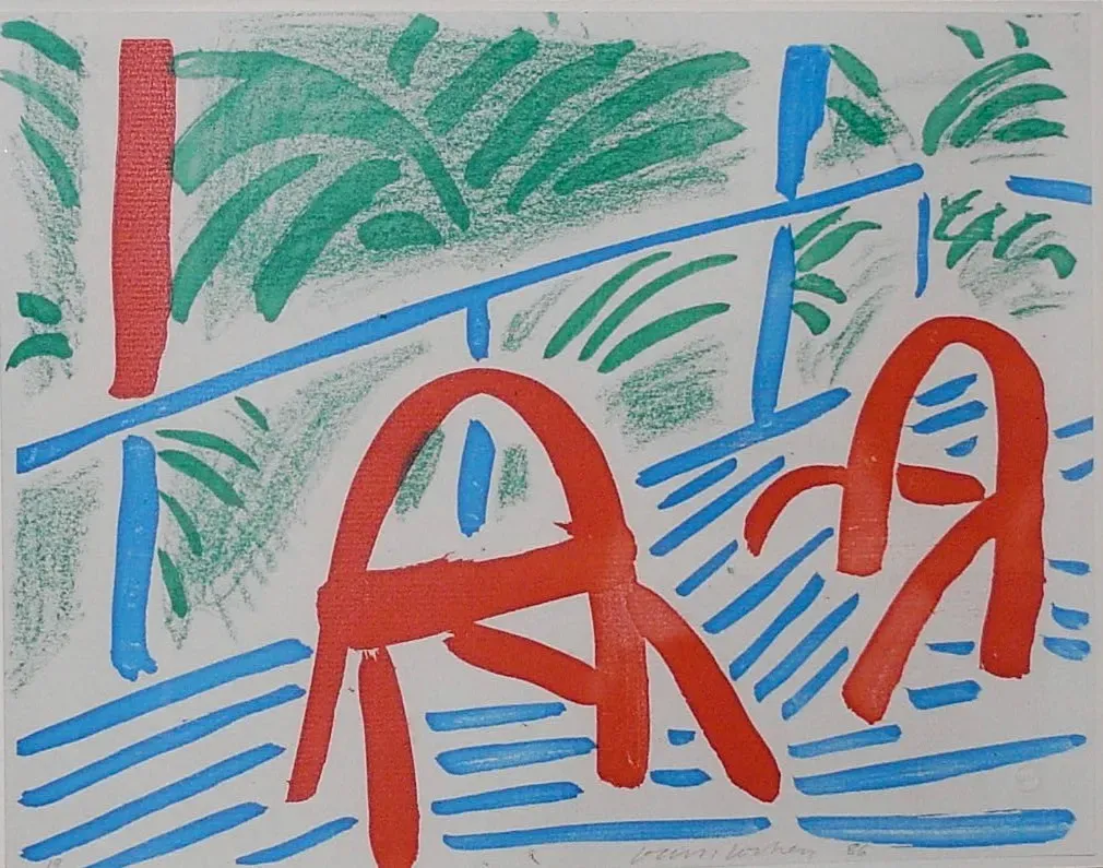 Two Red Chairs, March 1986 by David Hockney