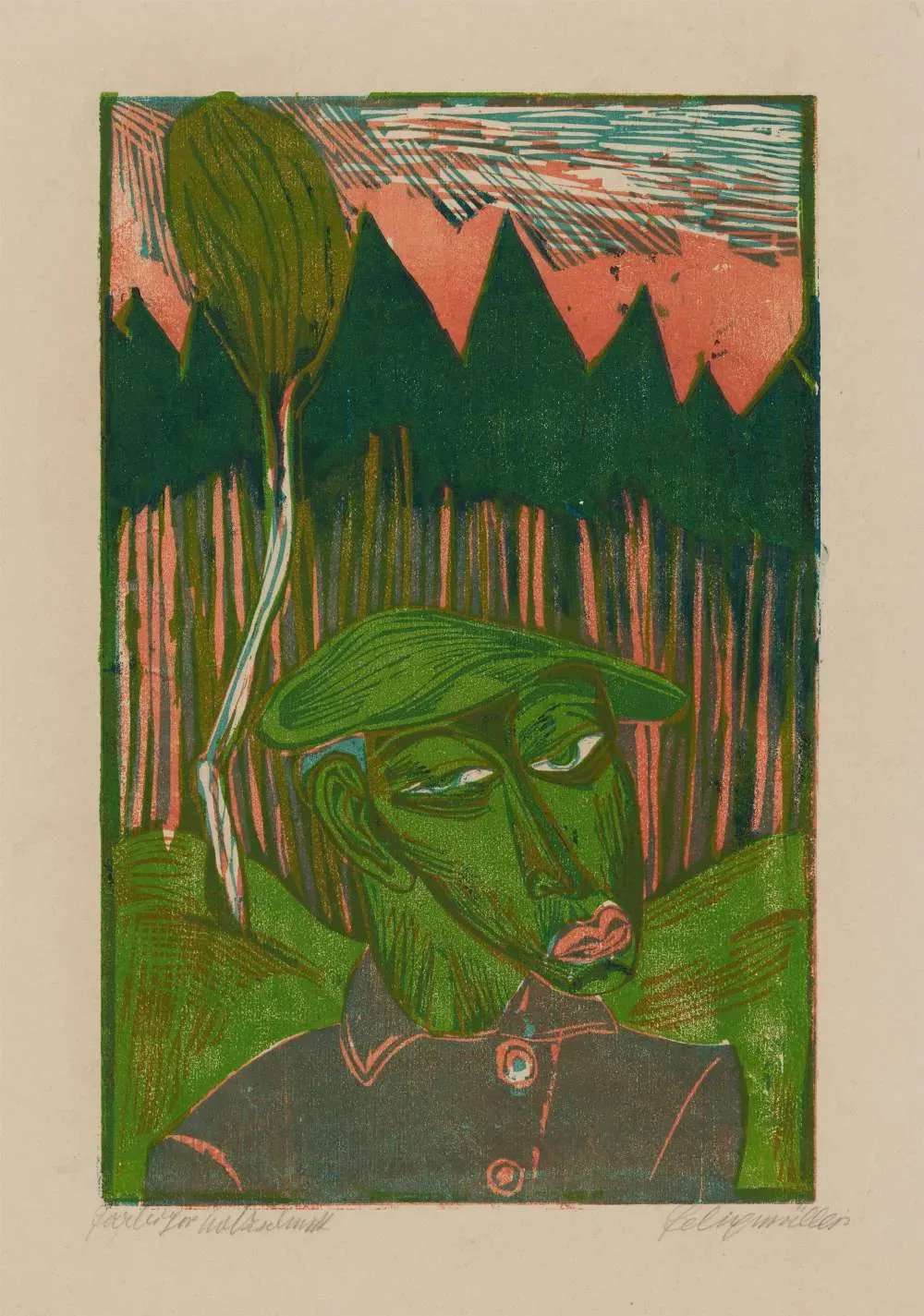 EINSAMER MANN IM WALD by Conrad Felixmüller