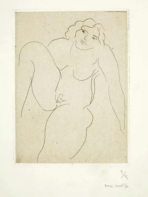 Nu de face, jambe droite repliée by Henri Matisse
