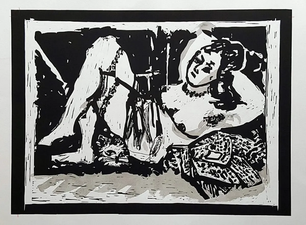 Reclining Figure with Cat by William Kentridge