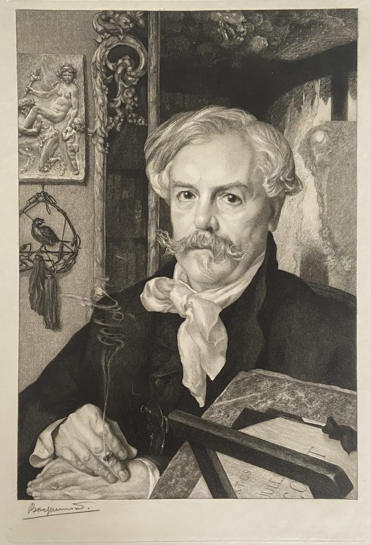 Edmond de Goncourt by Felix Bracquemond (Paris 1833-1914)