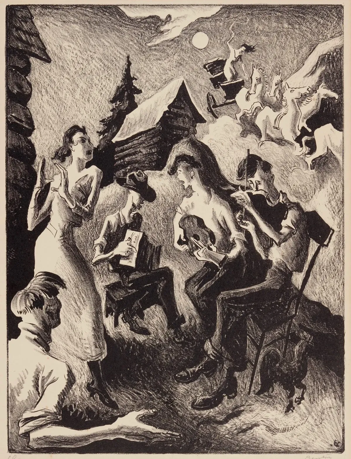 COMING ROUND THE MOUNTAIN (MISSOURI MUSICIANS) by Thomas Hart Benton
