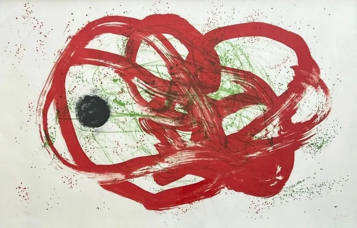 Serie I, vert sur rouge by Joan Miro
