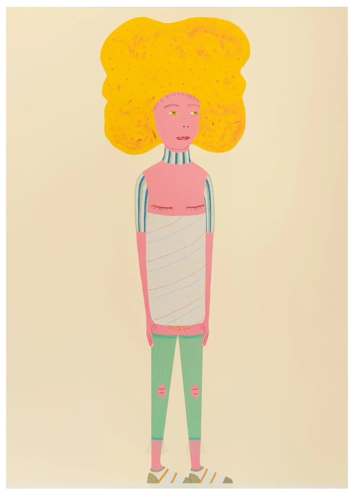 Pink figure (acknowledging absence of brown figure) by Laylah Ali