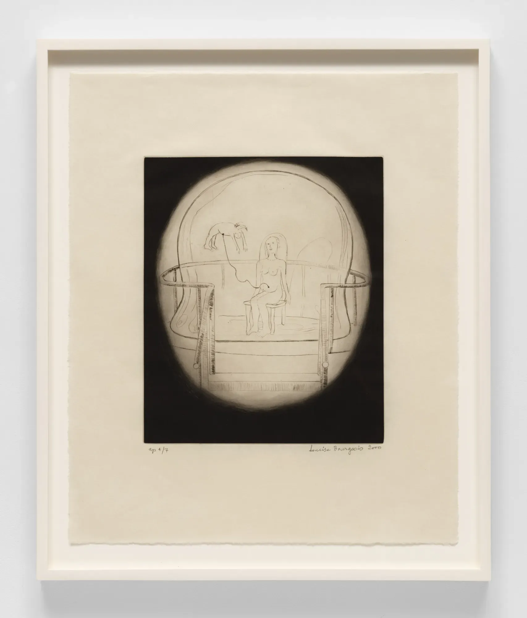 LOUISE BOURGEOIS Do Not Abandon Me  2000 Drypoint on paper AP 4/7, Ed. of 25 43.2 x 37.8 cm / 17 x 14 7/8 in 48.9 x 40.6 x 3.8 cm / 19 1/4 x 16 x 1 1/2 in (framed) © The Easton Foundation / Licensed by VAGA at ARS, NY Photo: Photo: Christopher Burke