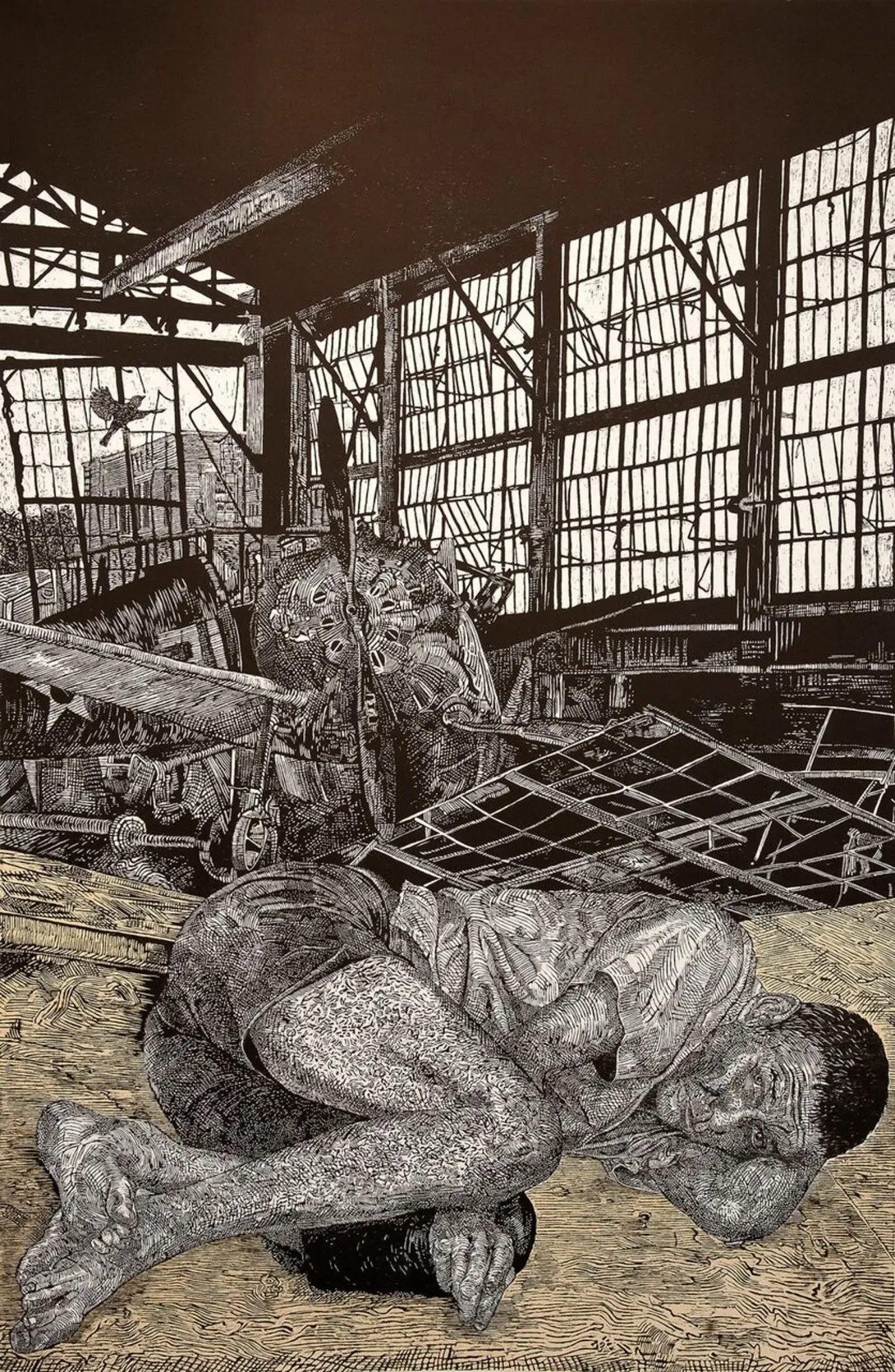 Alice Leora Briggs, 'La Ventana,' 2013. Chine collé, woodcut.