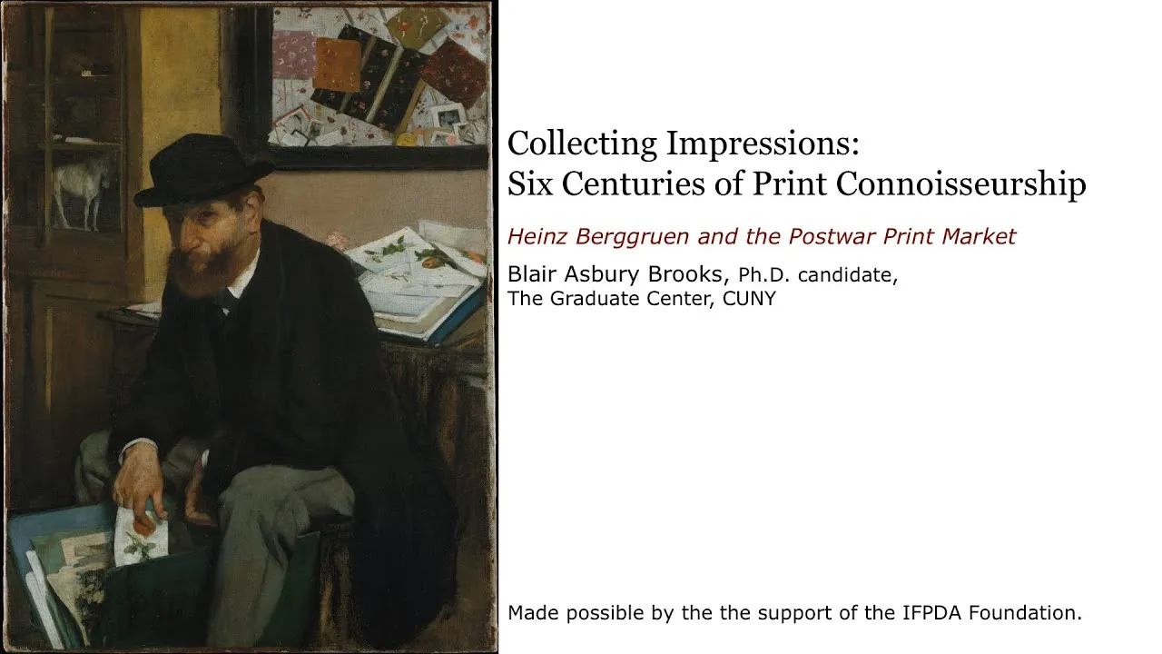 Title frame from the recording of “Collecting Impressions: Six Centuries of Print Connoisseurship — Part Three: Blair Asbury Brooks”