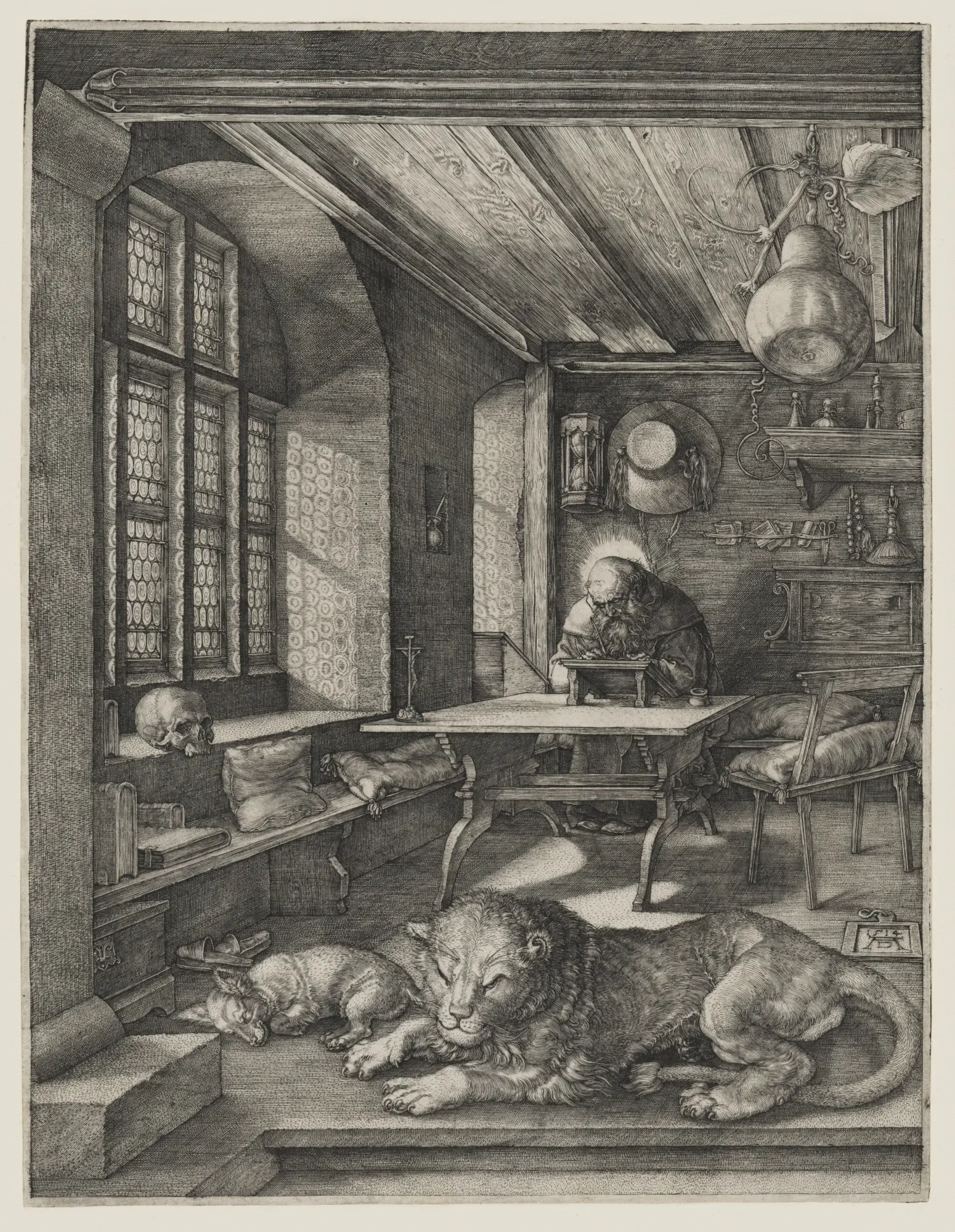 Saint Jerome Seated at a table in front of a window