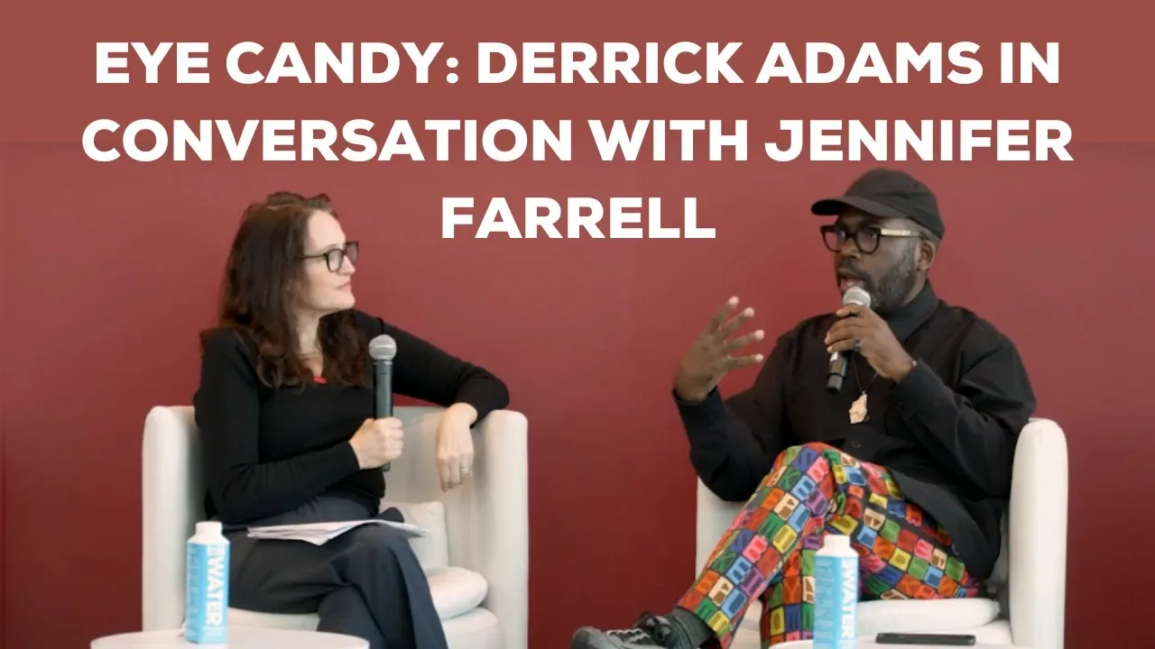 Title frame from the recording of “Eye Candy: Derrick Adams in Conversation with Jennifer Farrell (The Metropolitan Museum of Art)”