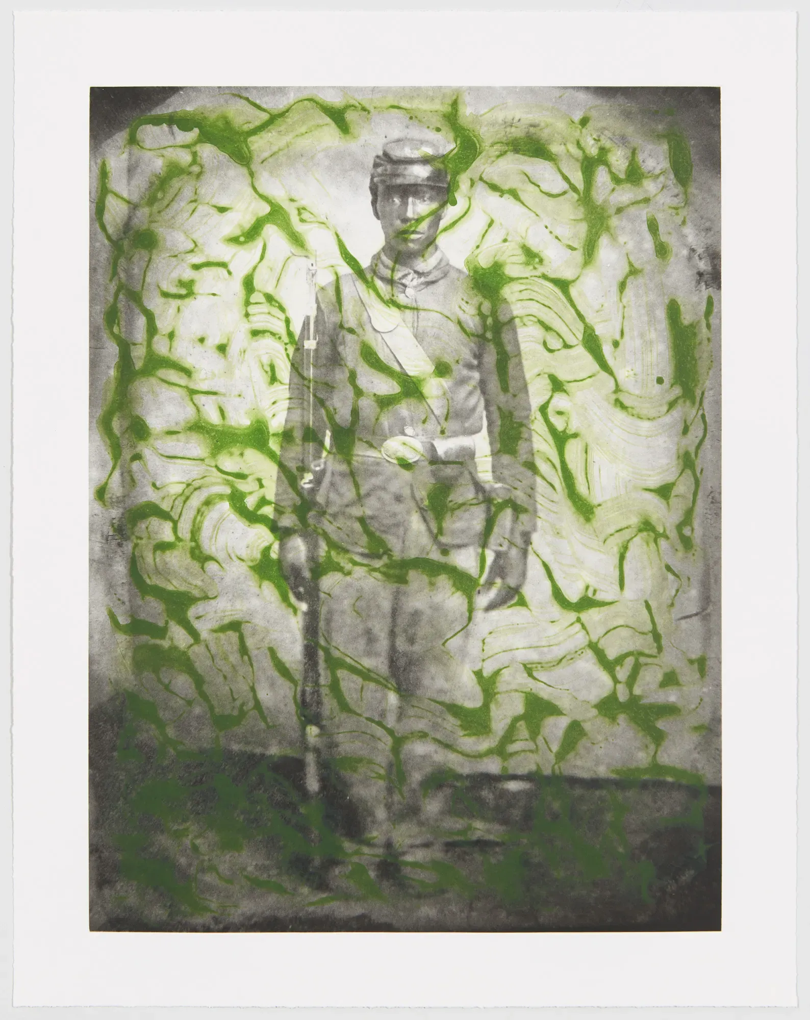 Rico Gatson Soldier I,2025 2-run, 2-color photogravure / direct gravure 33 x 25-7/8 inches Edition: 15
