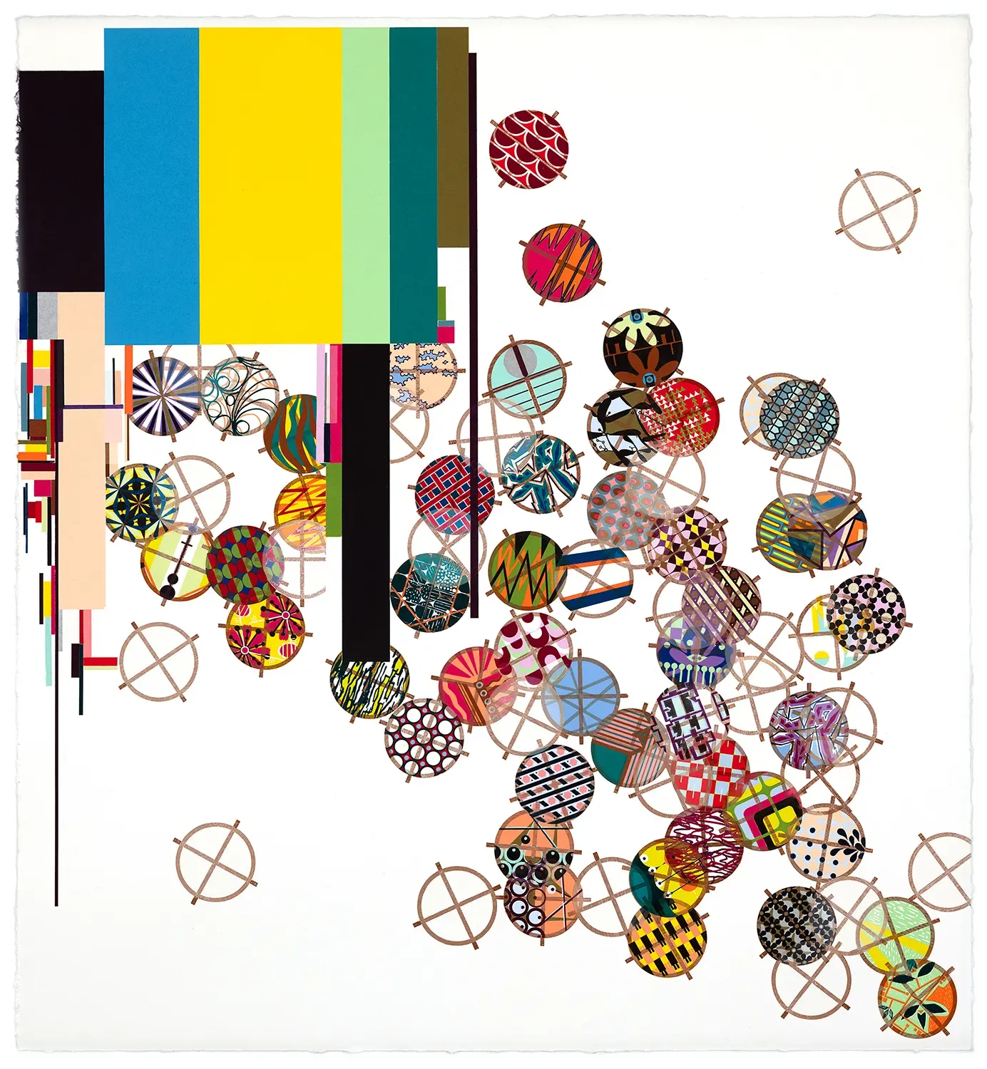 JACOB HASHIMOTO, THE INVERTED LENS, 2025 — Woodblock, 65 x 59 inches (165.1 x 149.9 cm), Edition of 15