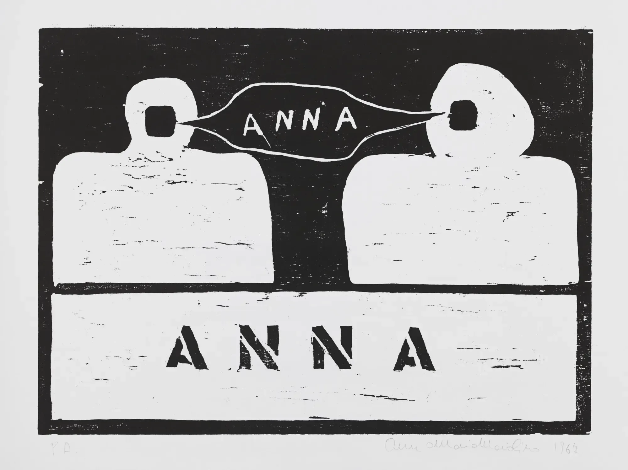 Anna Maria Maiolino, 'ANNA,' 1967. Woodcut AP.