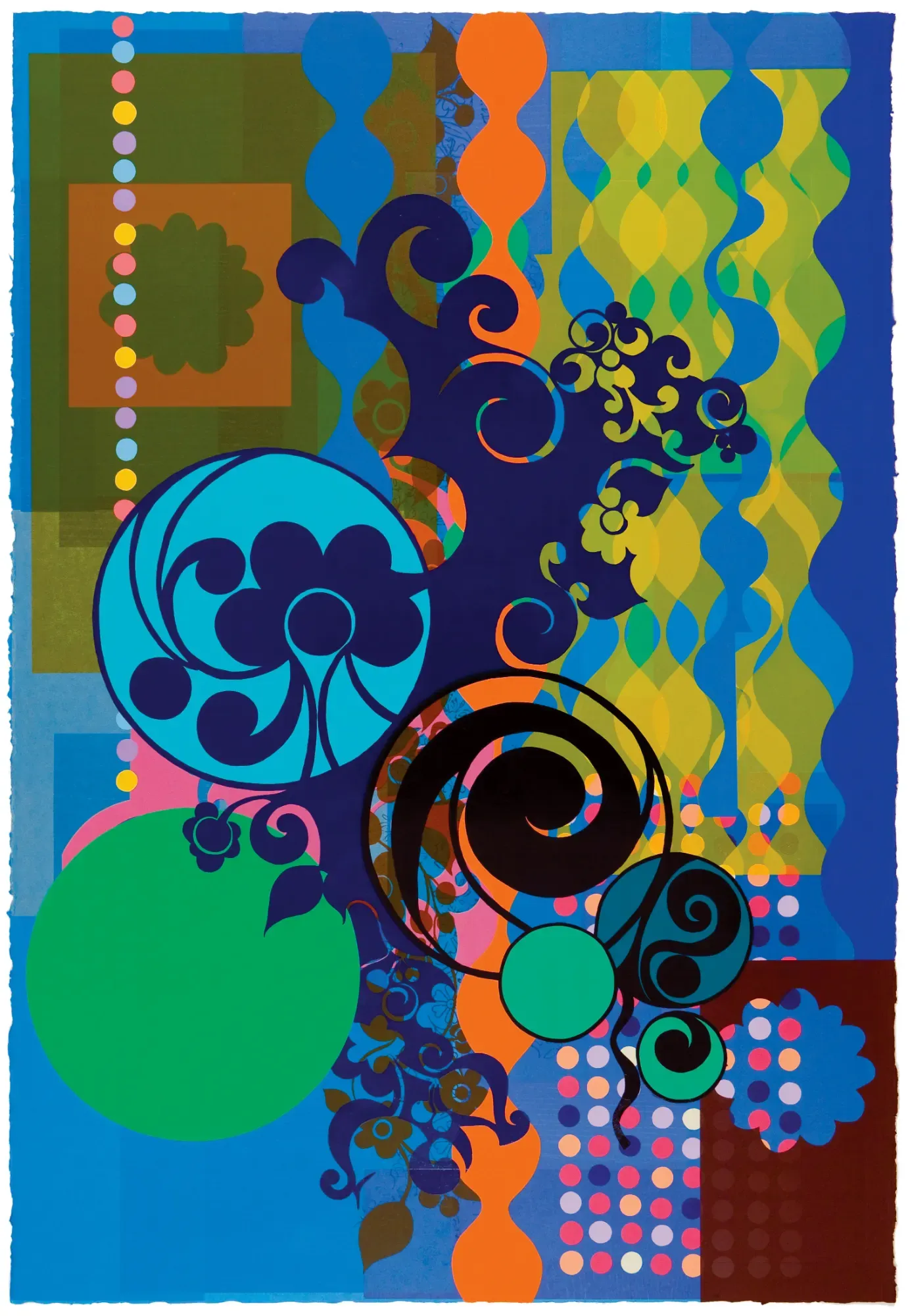 BEATRIZ MILHAZES, FIGO (FIG), 2007 — Woodblock, Screenprint, 70 x 47 inches (177.8 x 119.38 cm), Edition of 30