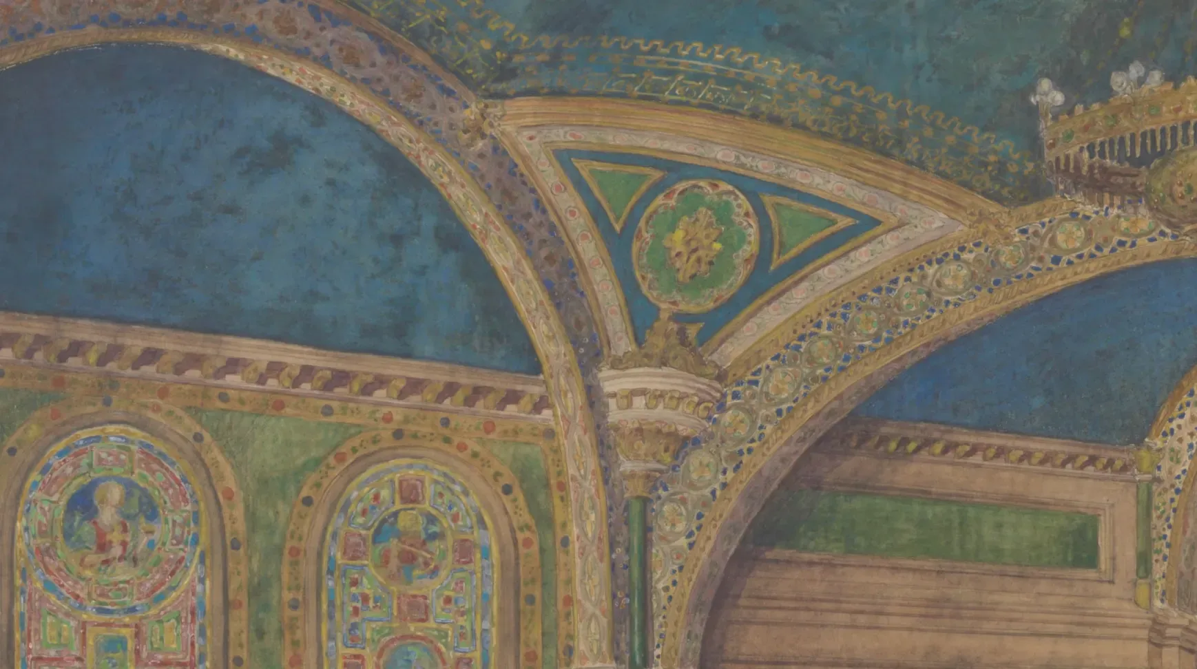 Tiffany Studios (American, 1902–32). Design for interior, First Presbyterian Church, Poughkeepsie, New York (detail), ca. 1906-08. Transparent and opaque watercolor, and graphite on transparent paper.
