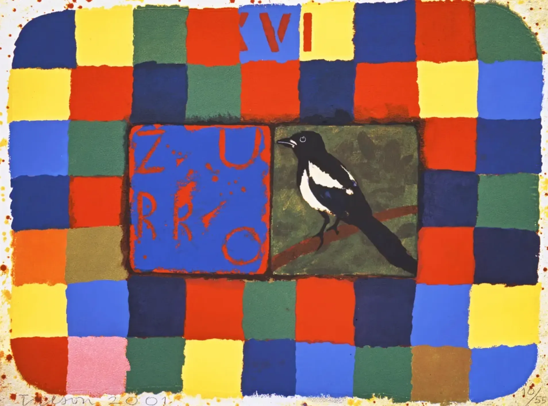 Conjunction, Gazzalabra, Zurro, 2001 Screenprint with woodblock on Aquarelle Arches paper