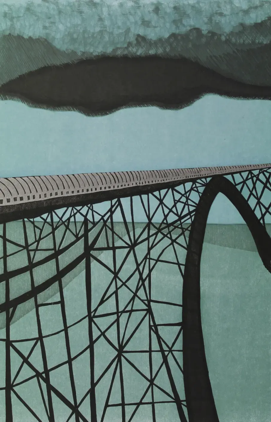 Katie Baldwin Distance Between Two Things, 2012 woodblock & screenprint image: 17 x 11" sheet: 22 x 15" artist's proof initialed & dated recto