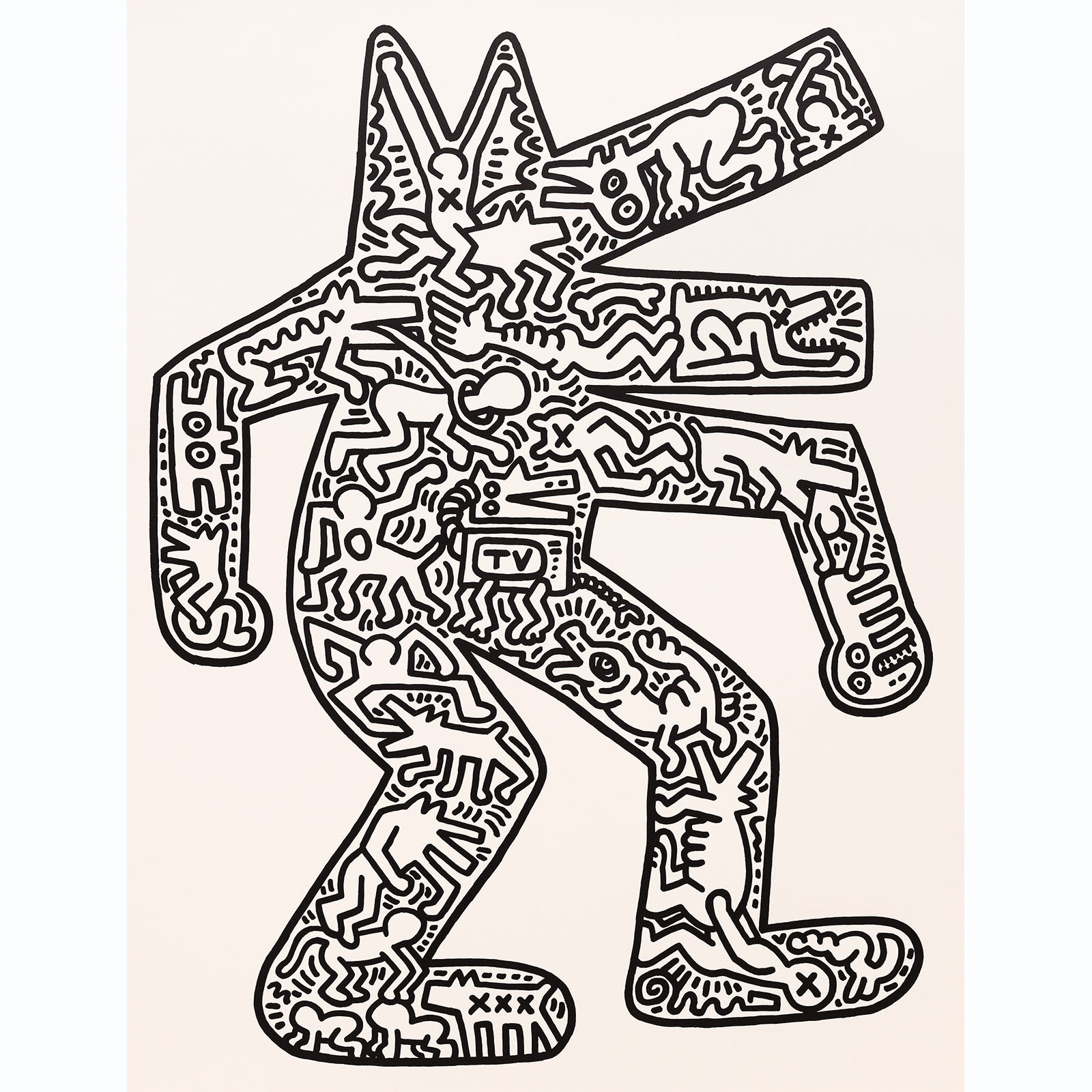 Keith Haring · Dog (1985) · lithograph · 45 x 35 1/2 inches · edition of 40. © The Keith Haring Foundation.