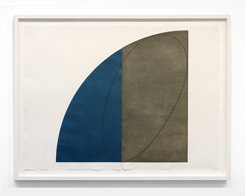 Robert Mangold, Curved Plane/Figure 1, 1994 Etching with aquatint in colors on two sheets Edition of 50, 12 AP Framed: 49 x 64 (124 x 163 cm)