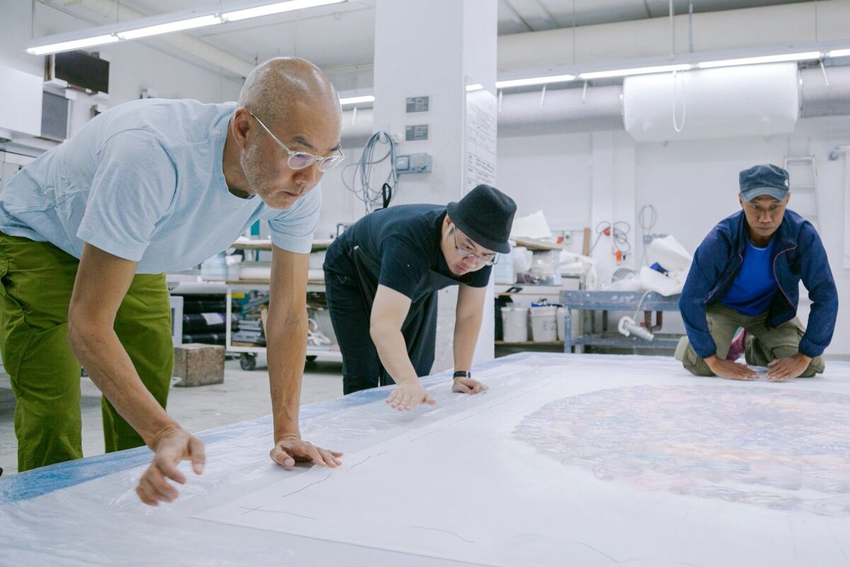 Do Ho Suh working on a print at STPI. Courtesy of STPI Creative Workshop & Gallery.