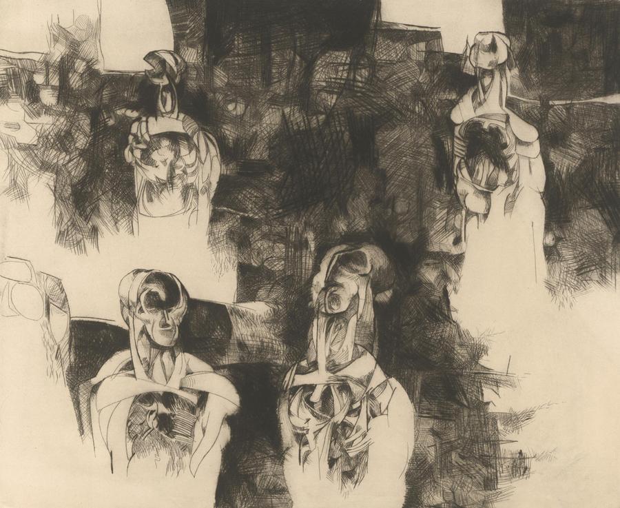 fine art print by Paul Keene, La Cogida y la Muerta, 1965, etching & drypoint