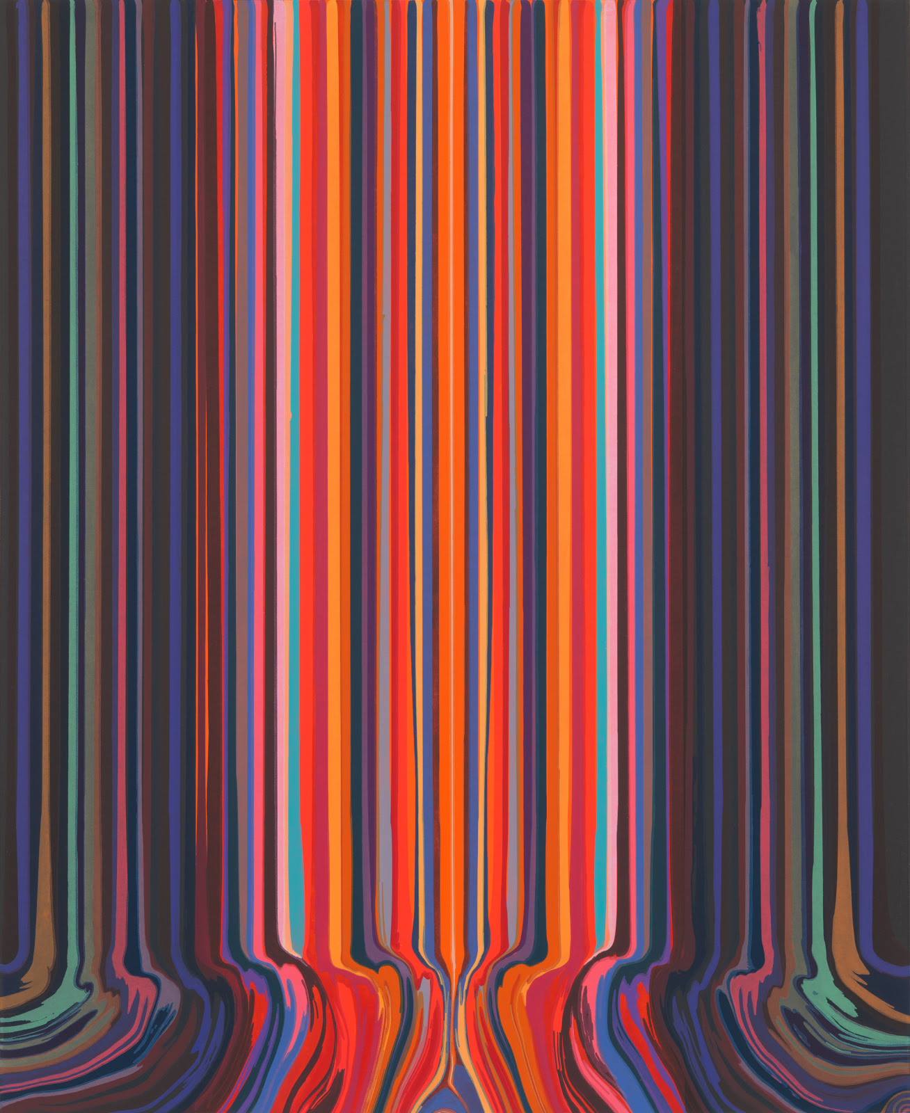 fine art print by Ian Davenport; Mirrored Red and Black Etching, 2021