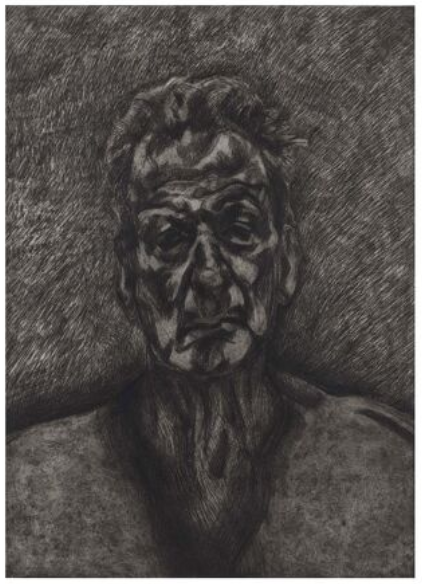 fine art print by Lucian Freud, Self Portrait Reflection, 1996, Etching on Somerset Textured Paper