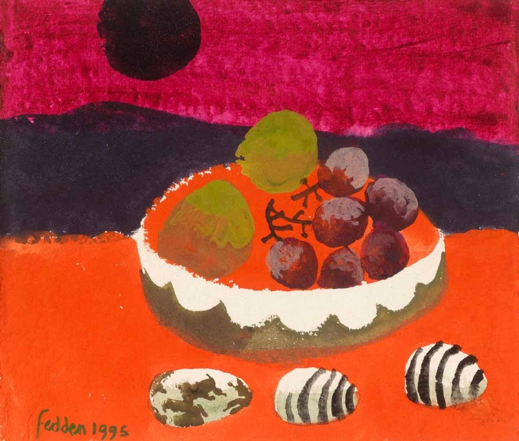 Mary Fedden RA Bowl of Fruit 1995 Watercolour on paper 13.9 x 16.2 cm