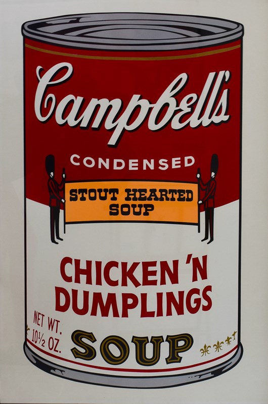 Andy Warhol, Chicken ‘N Dumplings from Campbell’s Soup II, 1969, Screenprint in colours on wove paper. Courtesy of Gilden's Art Gallery