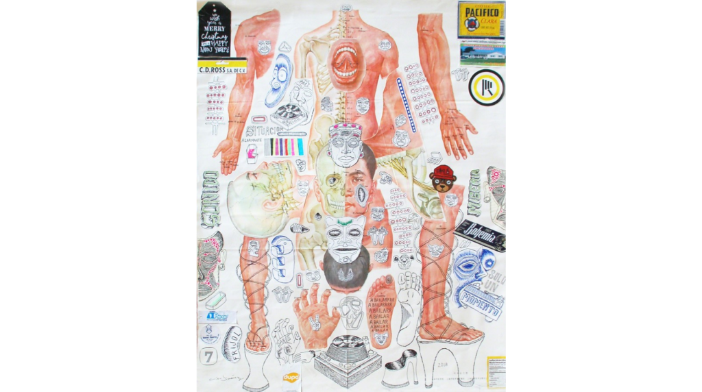 Cisco Jiménez, A Bailar, 2018, Collage with drawing, 28.3 x 22.5 in, 71.8 x 57.1 cm