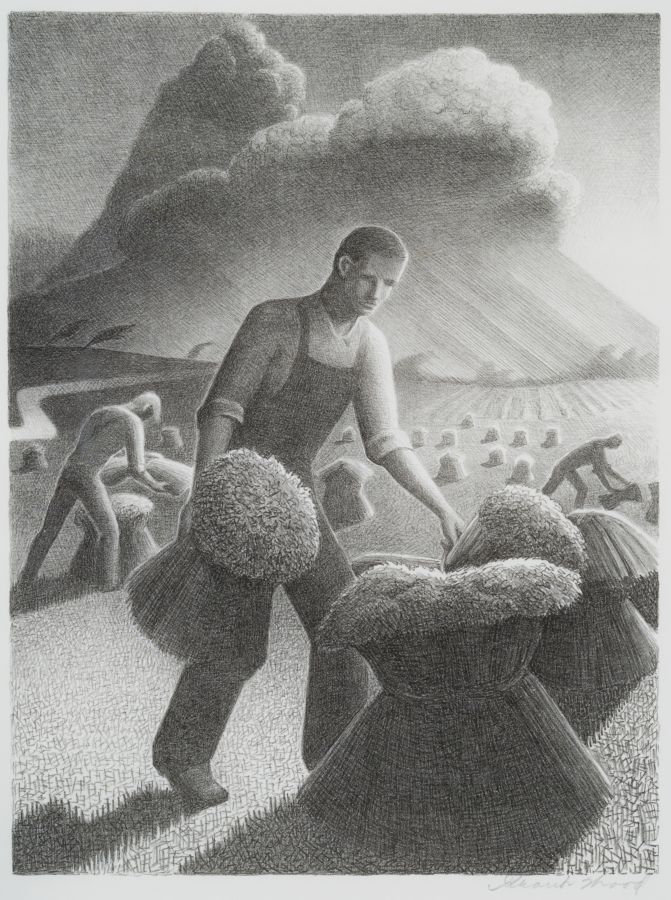 Grant WOOD, APPROACHING STORM, 1940 Lithograph. Courtesy of Edward T. Pollack Fine Arts